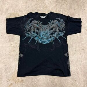 Crazy Y2K Ecko Black T Shirt Wings Crosses Grunge Goth Large